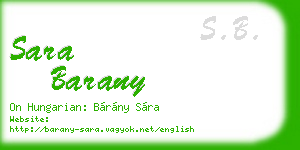 sara barany business card